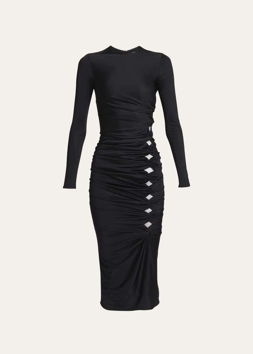 Versace x Dua Lipa Jersey Cocktail Dress with Front Cutout Detail