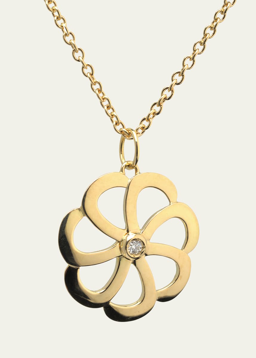 L. Klein 18k Gold Flora Diamond Pendant Necklace