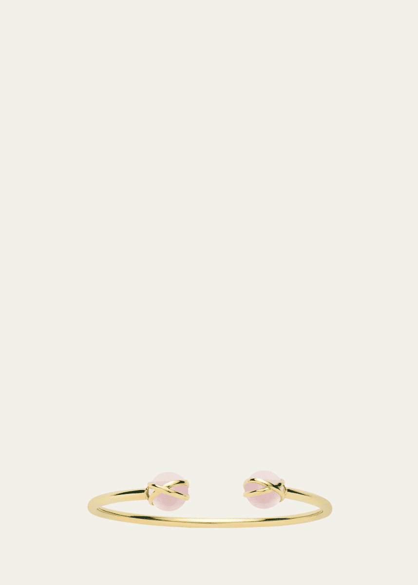 L. Klein Prisma 18k Gold Bangle Bracelet with Rose Quartz