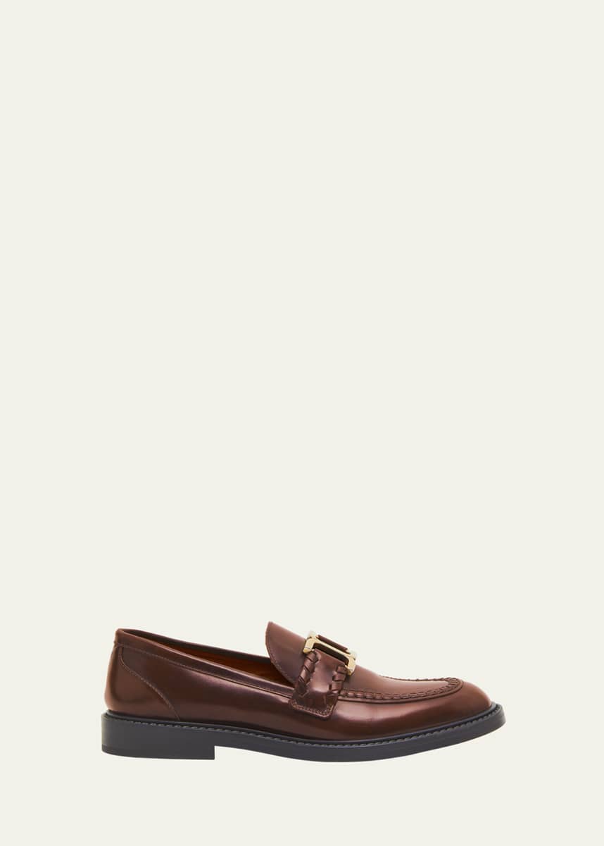 Chloe Marcie Leather Chain Loafers