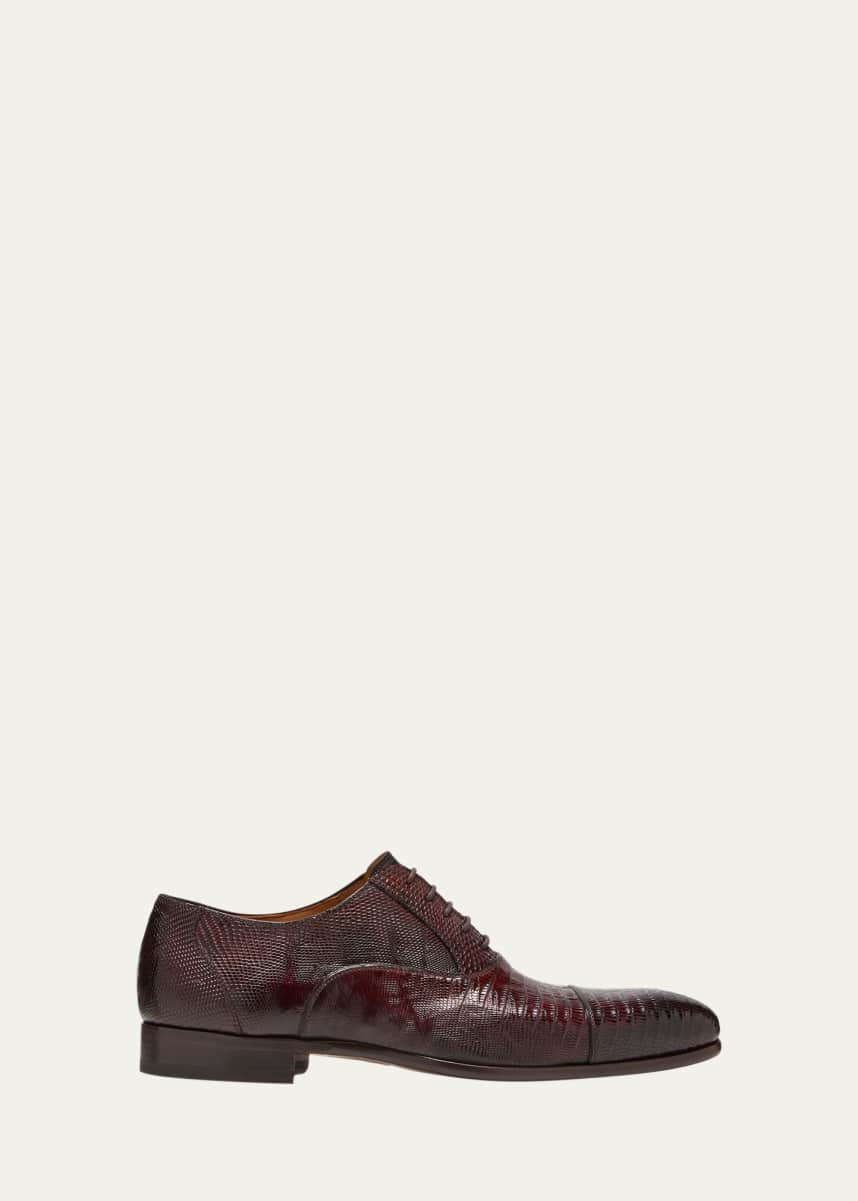 Magnanni Men's Vera Cap-Toe Lizard Oxfords