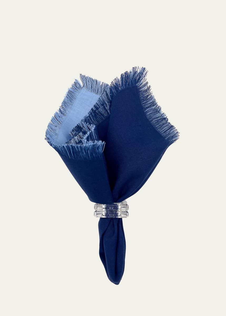 Tina Chen Designs Blue Double-Sided Fringe Napkin