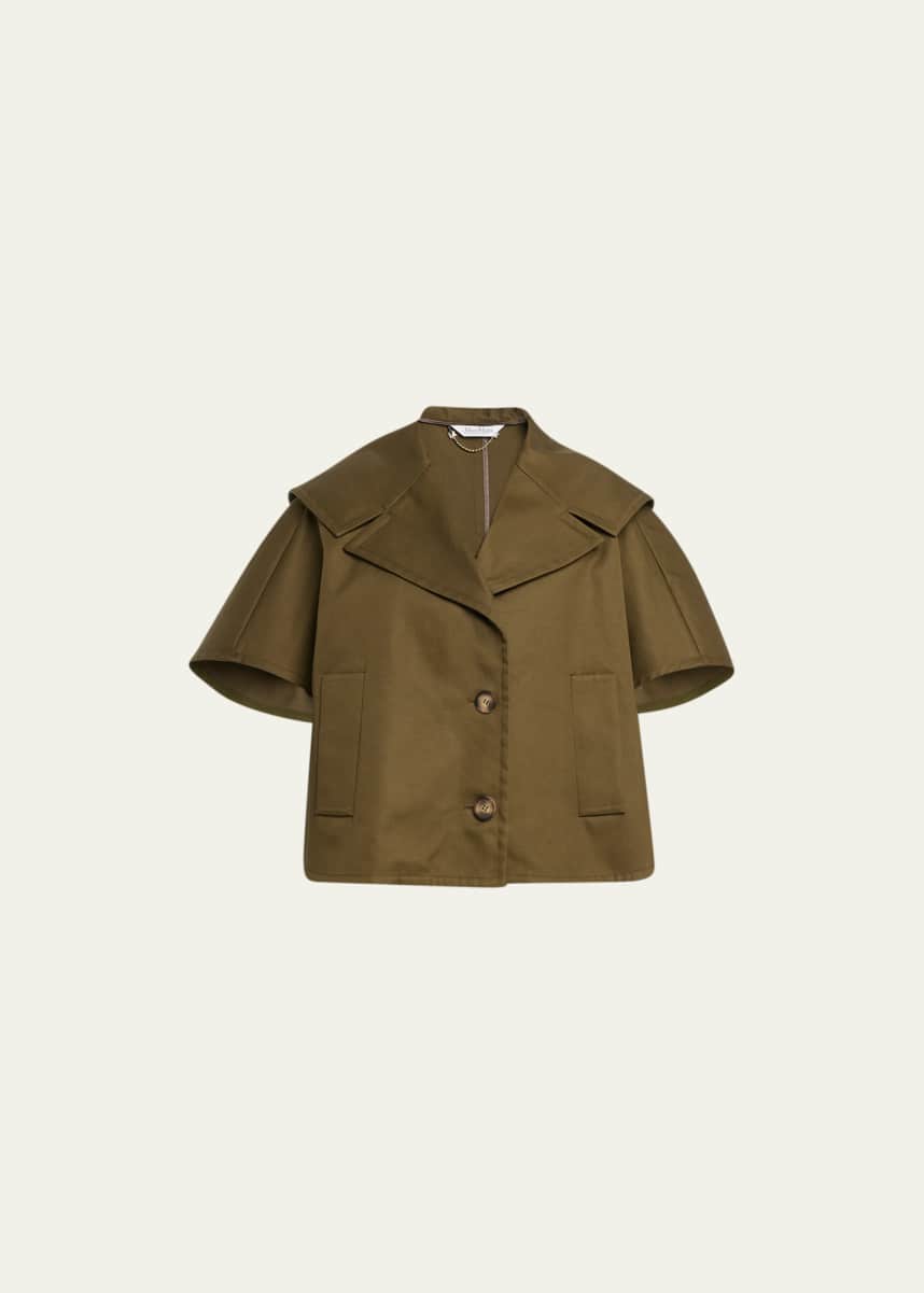 Max Mara Canossa Doppio Gabardine Khaki Cape