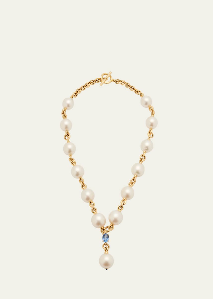 Verdura South Sea Pearl and Sapphire Y-Necklace