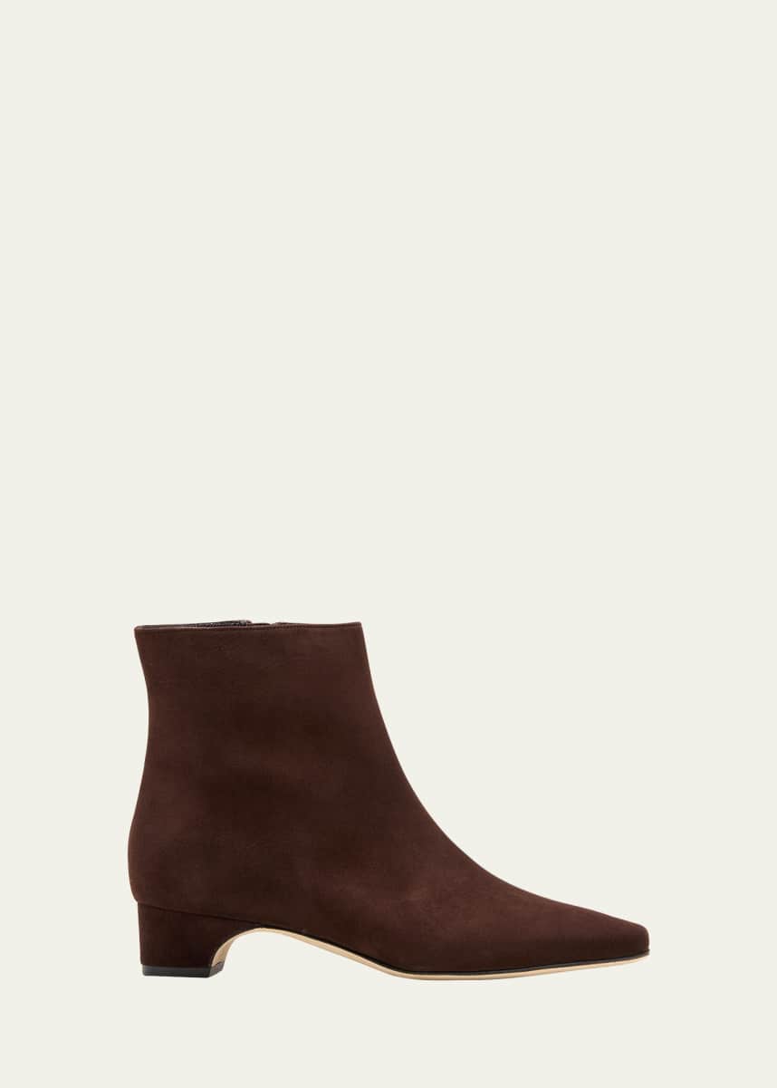 Manolo Blahnik Tolarc Suede Zip Ankle Booties