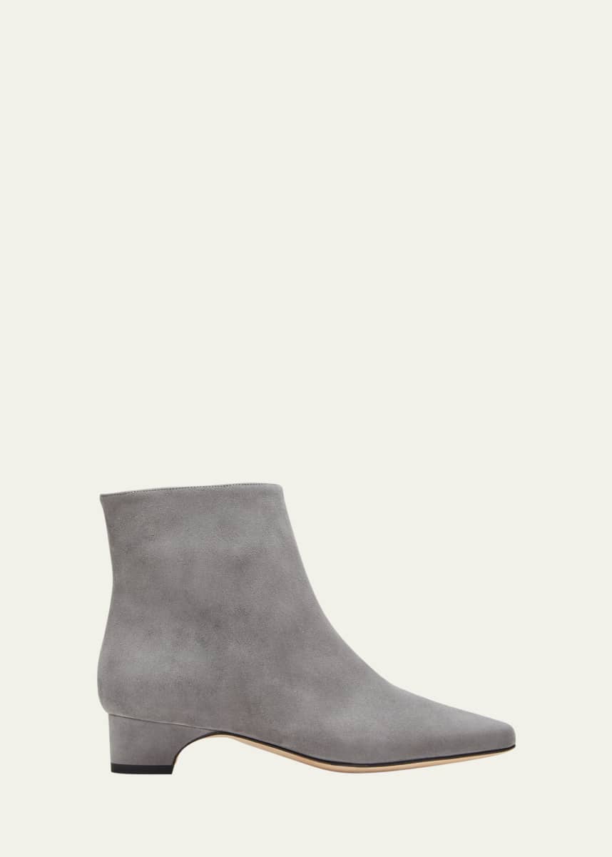 Manolo Blahnik Tolarc Suede Zip Ankle Booties