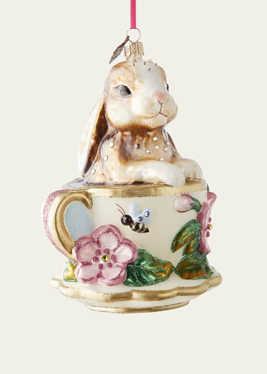Jay Strongwater Bunny Teacup Christmas Ornament