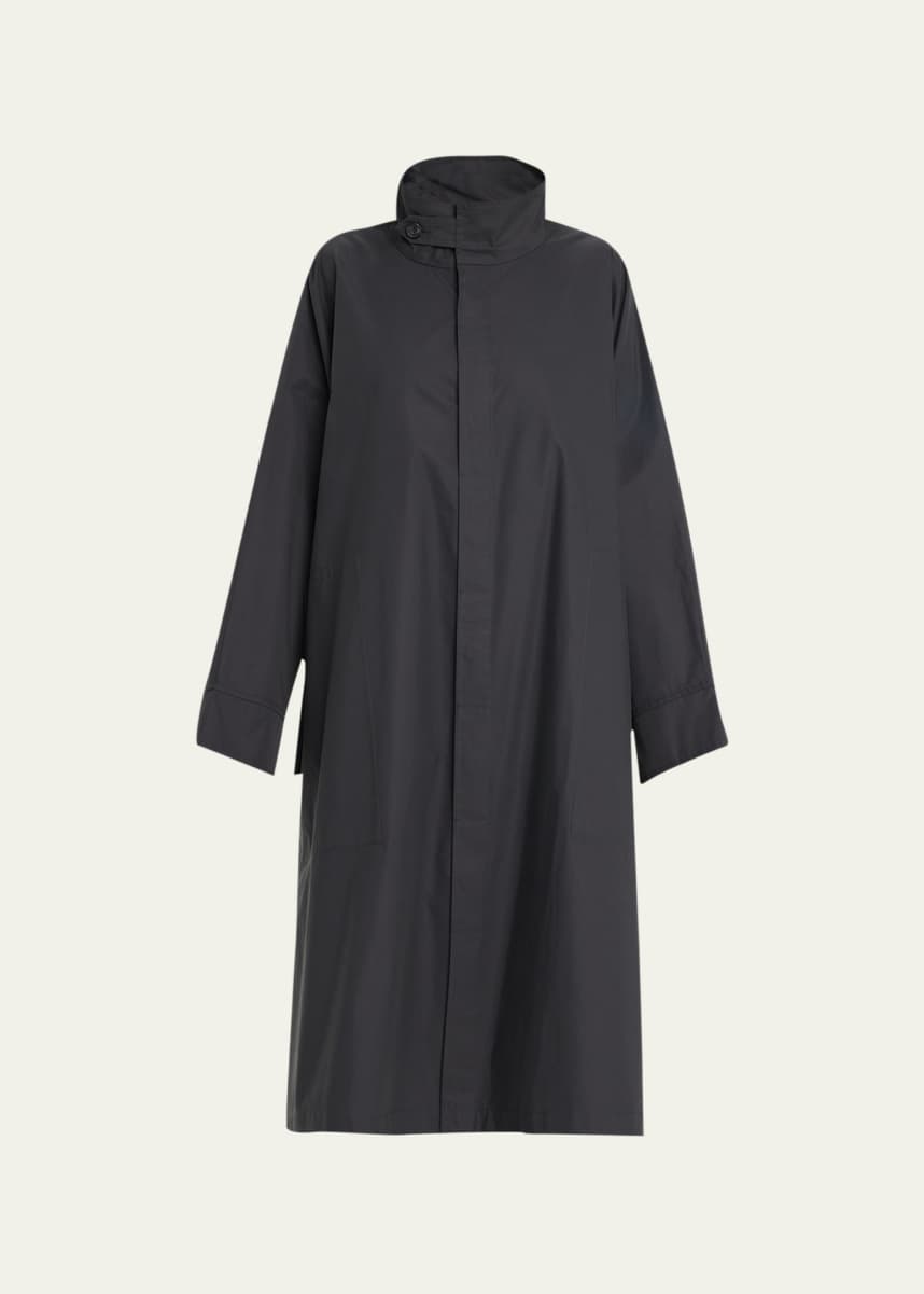 Eskandar Extra Wide Sloped Shoulder Raincoat With Tabs 34 Length