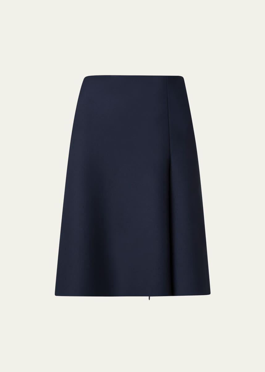 Akris Techno Neoprene Skirt with Asymmetrical Zip-Front Slit