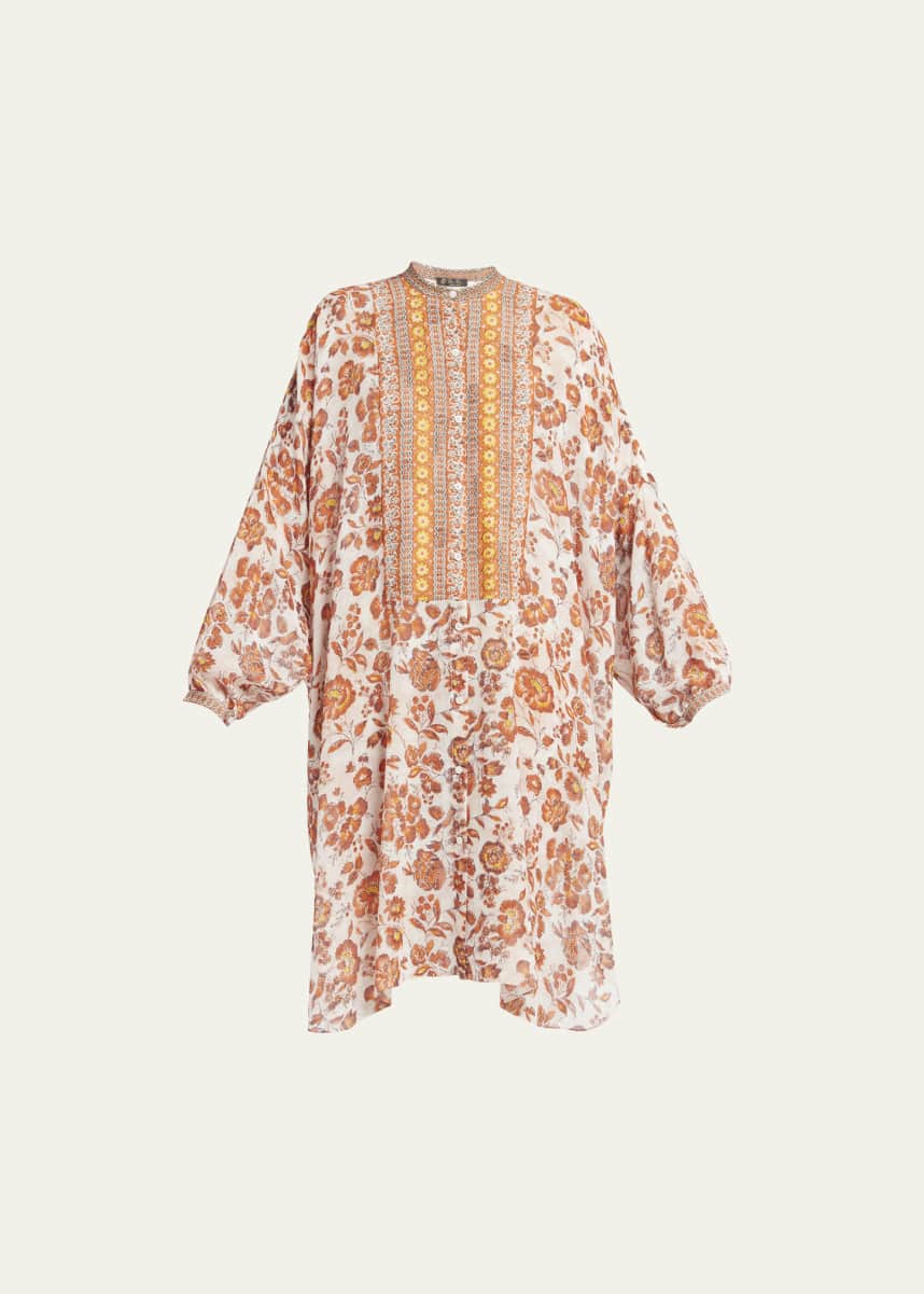 Loro Piana Abito Mila Flower Ceremony Button-Front Dress