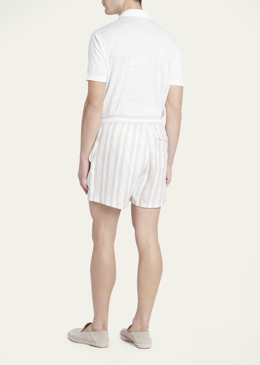 Loro Piana Men's Stripe Linen Drawstring Shorts