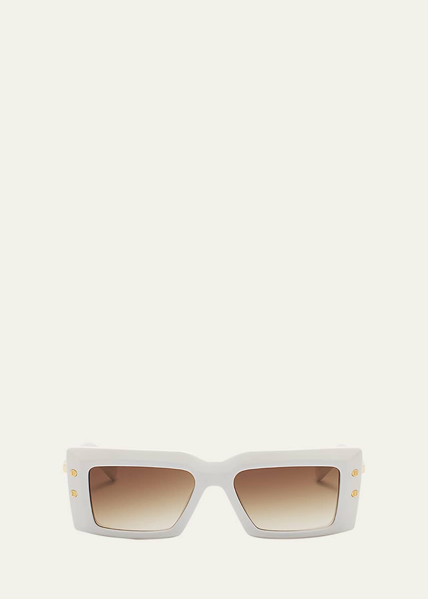 Balmain Imperial Acetate & Titanium Rectangle Sunglasses