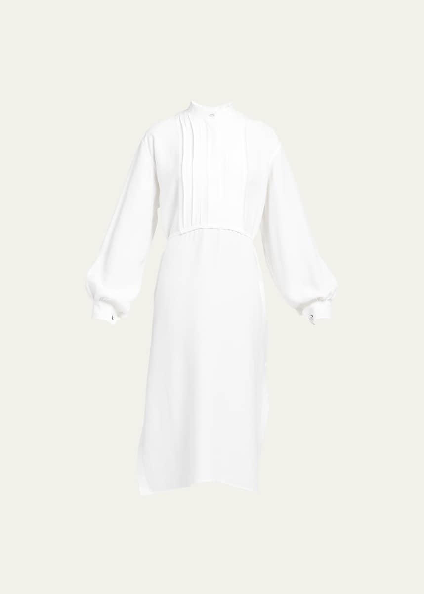 Jil Sander Pleated-Bib Midi Shirtdress