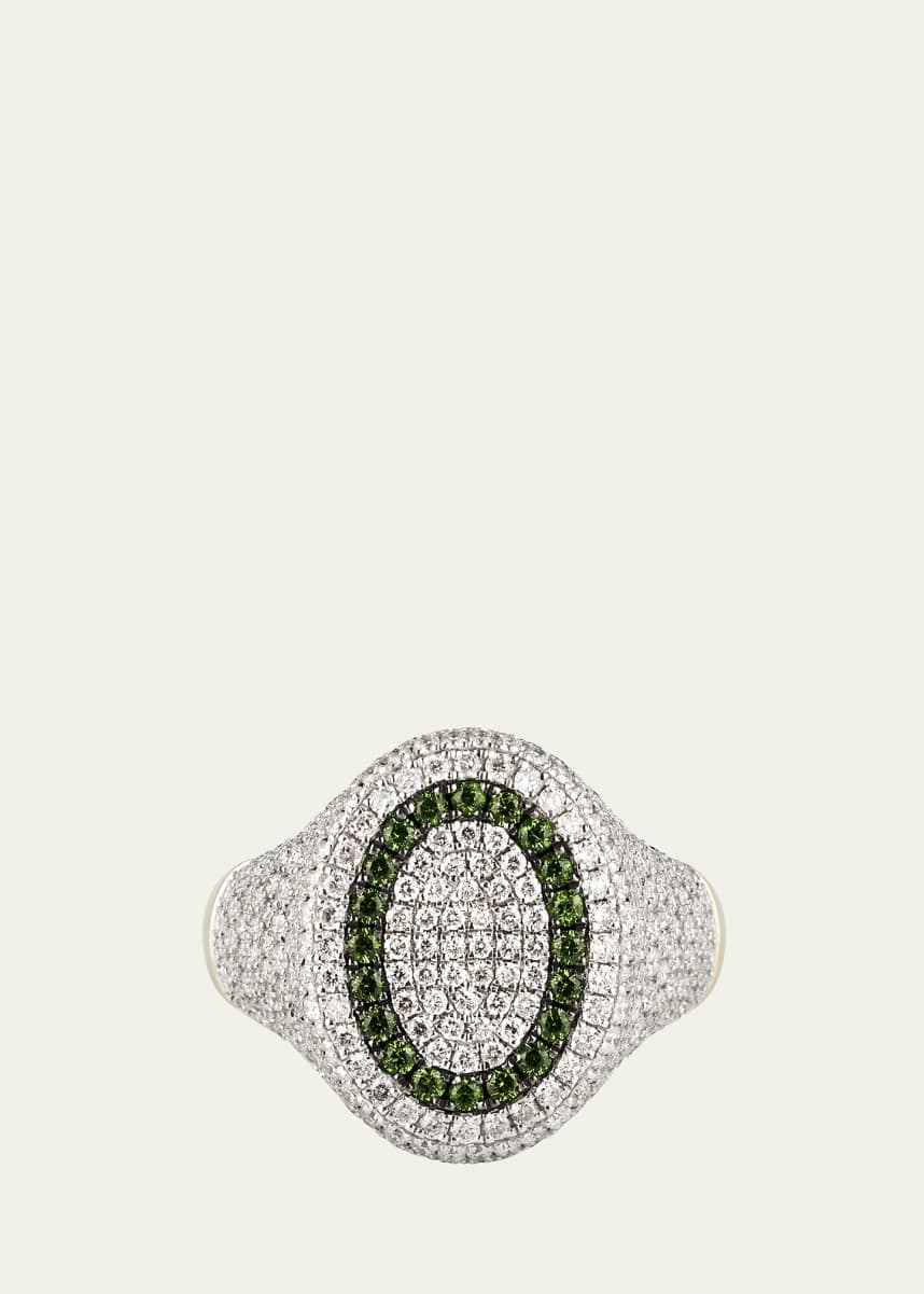 TYPE JEWELRY The 6th Tsavorite Diamond Pave Signet Ring