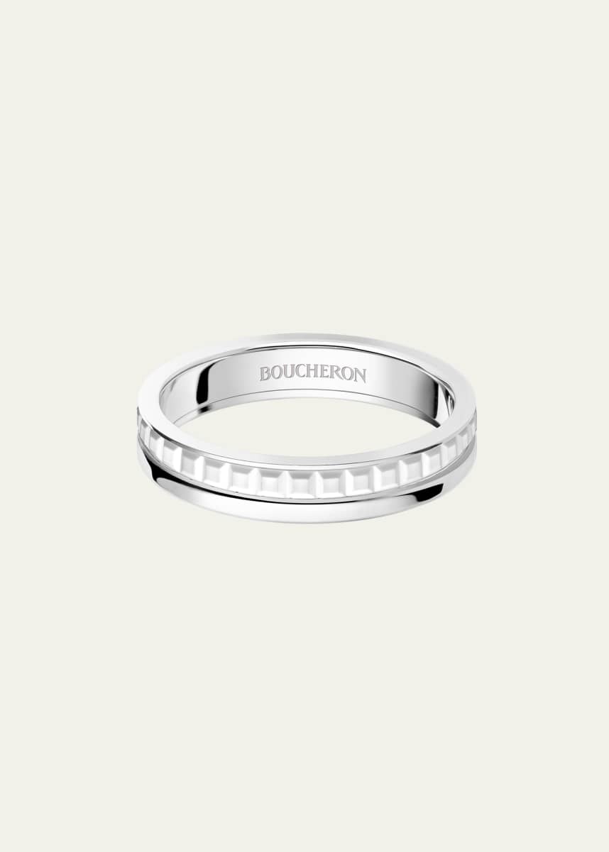 Boucheron 18K White Gold Quatre Double Wedding Band Ring, White Edition
