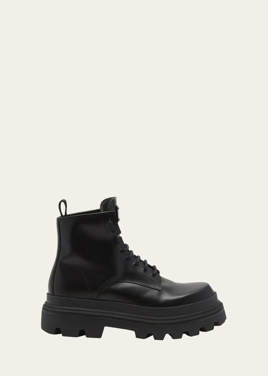 Dolce&Gabbana Men's Spazz Leather Combat Boots