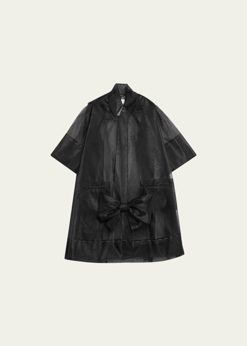 Maison Margiela Oversized Tulle Overcoat with Bow Detail