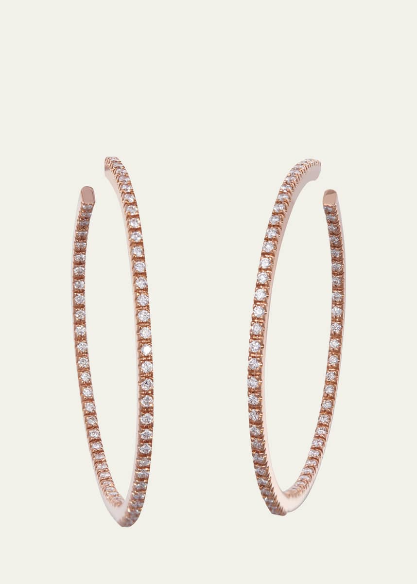 Sidney Garber 18K Rose Gold Diamond Round Small Perfect Hoop Earrings