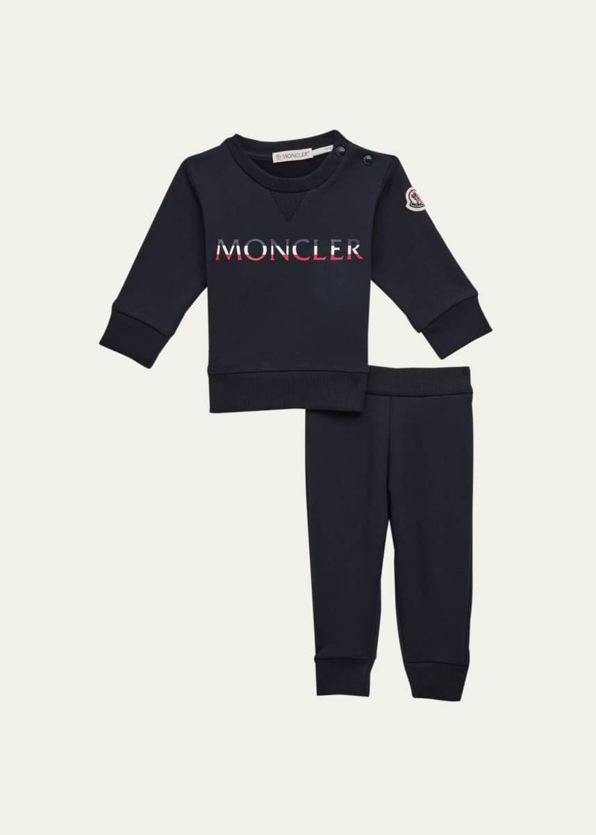 Moncler Kid's Logo-Print Sweatshirt & Joggers Set, Size 3M-24M