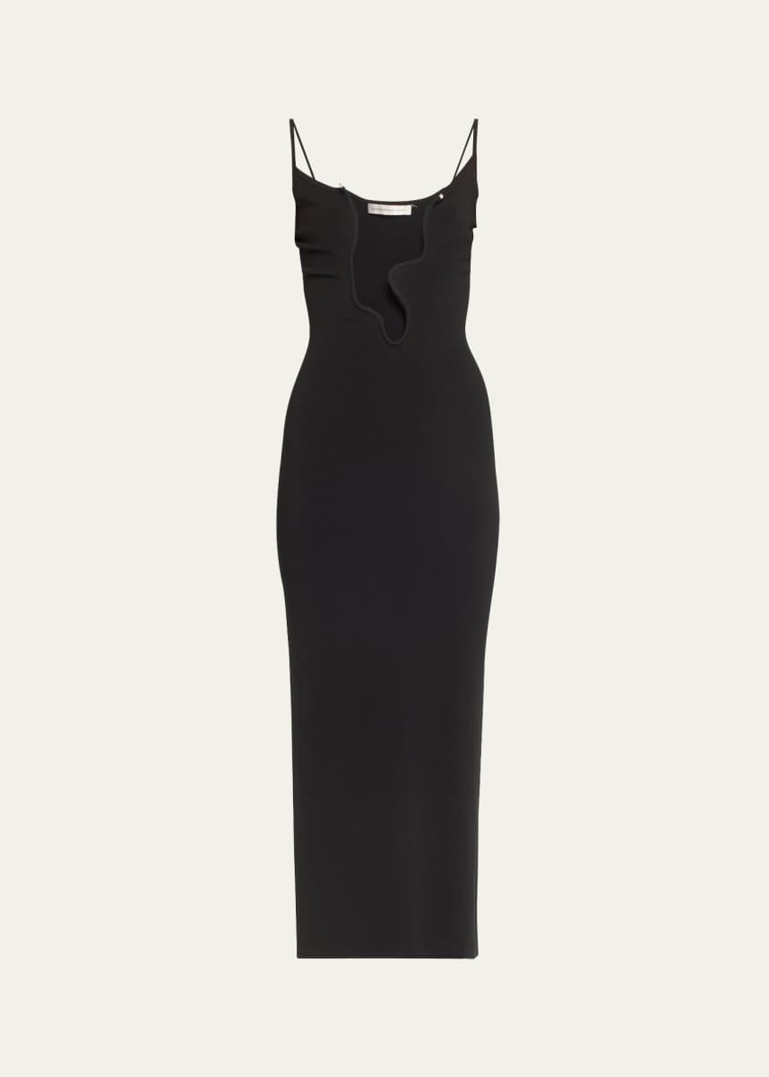 Christopher Esber Salacia Plunging Wavy U-Ring Sleeveless Maxi Dress
