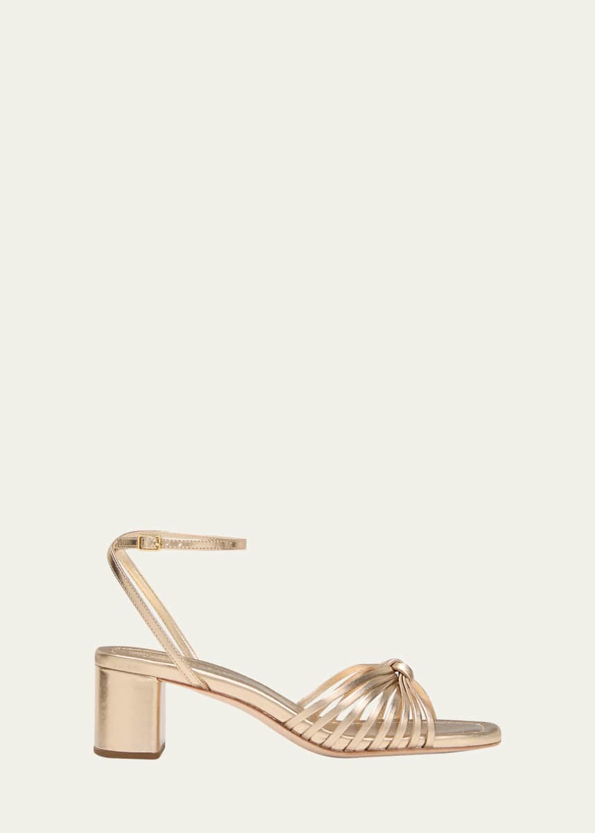 Loeffler Randall Olivia Leather Knot Block Heel Sandals