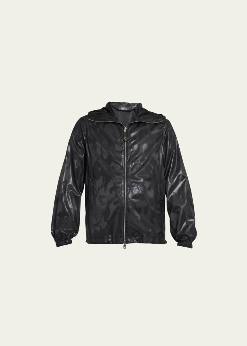 Alexander McQueen Men's Tonal Graffiti Wind-Resistant Jacket