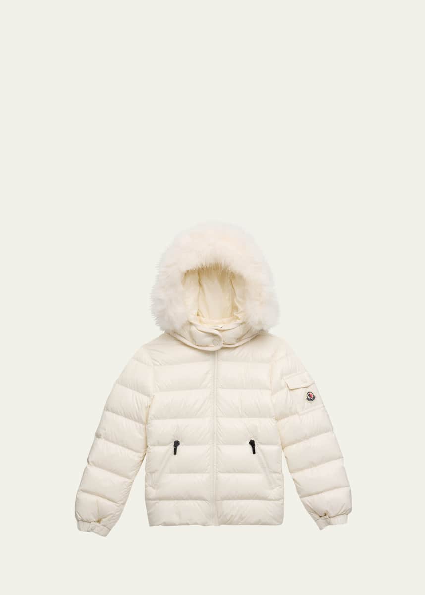 Moncler Kids Bady Faux Fur Quilted Jacket, Size 4-6