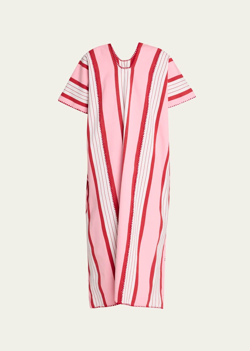 Pippa Holt Three-Panel Embroidered Stripe Midi Kaftan