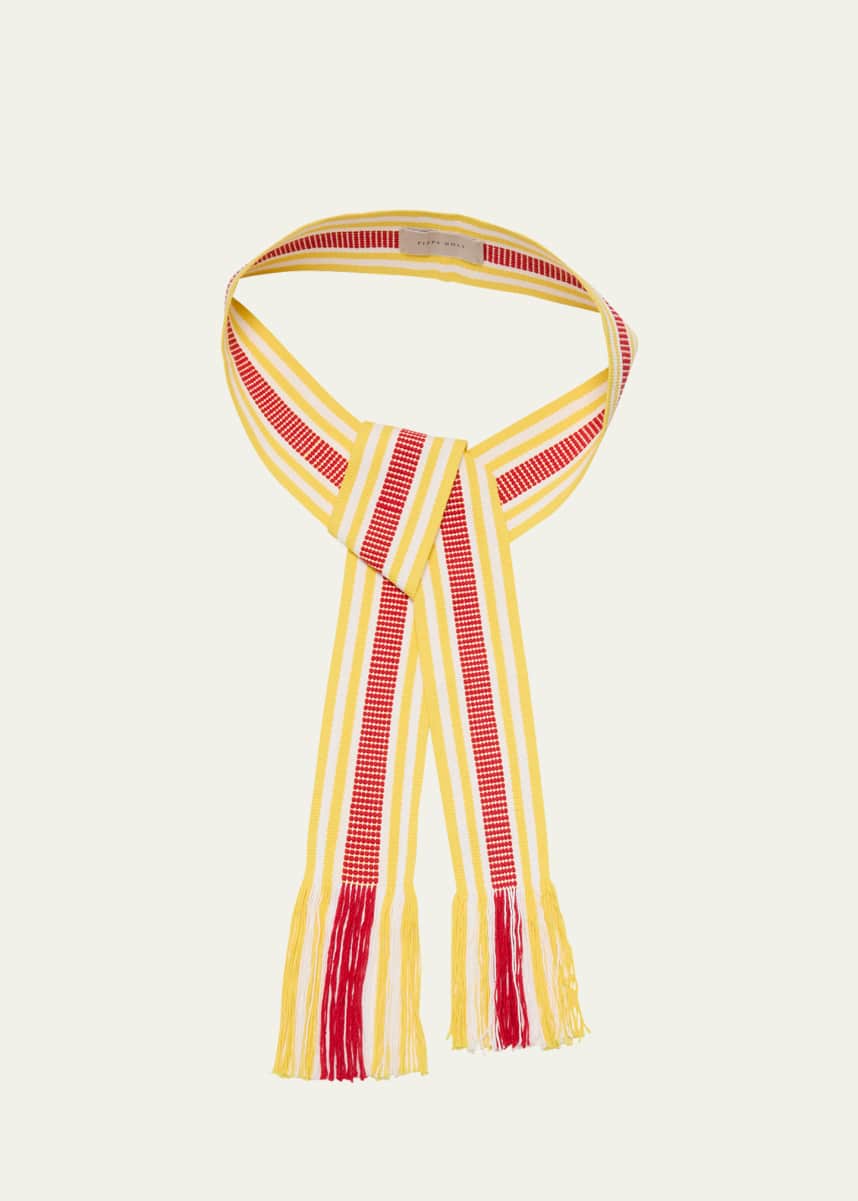 Pippa Holt Handwoven Wide White, Yellow, and Red Belt