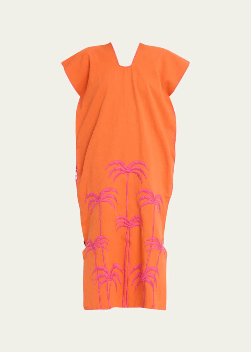 Pippa Holt Single-Panel Palm Tree Embroidered Midi Kaftan