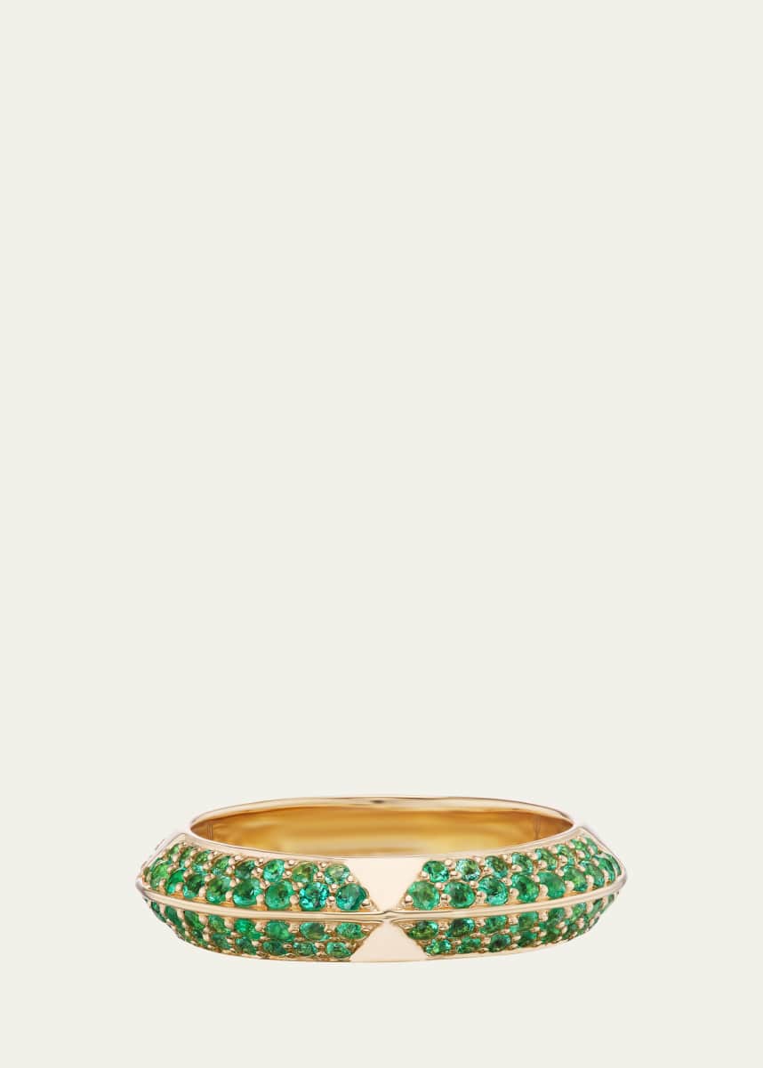 Harwell Godfrey Rosa Pave Knife Edge Band with Emeralds