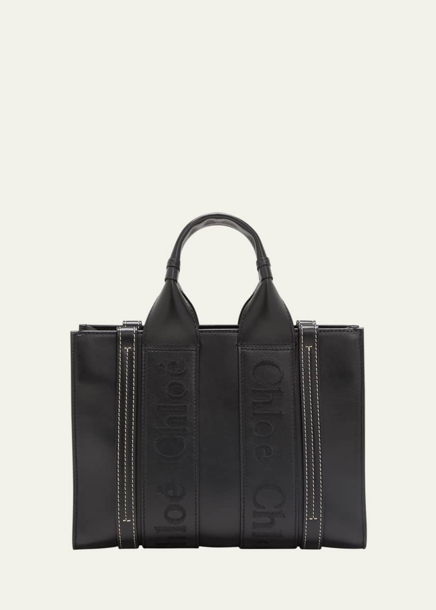 Chloe Woody Small Tote Bag in Leather with Crossbody Strap