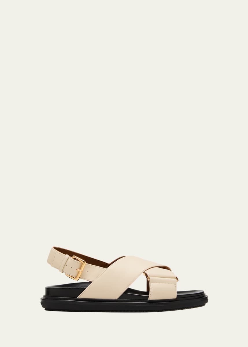 Marni Fussbet Leather Crisscross Sandals