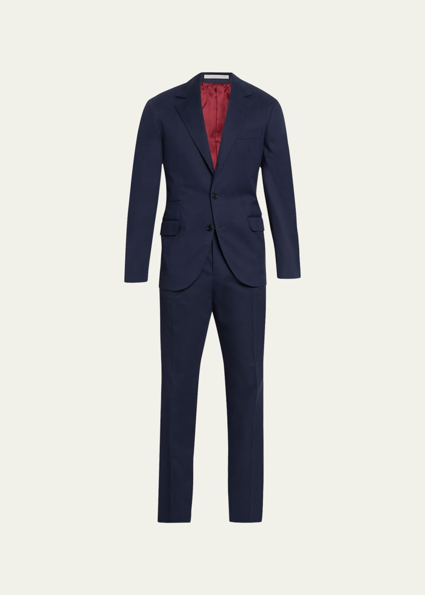 Brunello Cucinelli Men's Solid Cotton-Cashmere Stretch Suit
