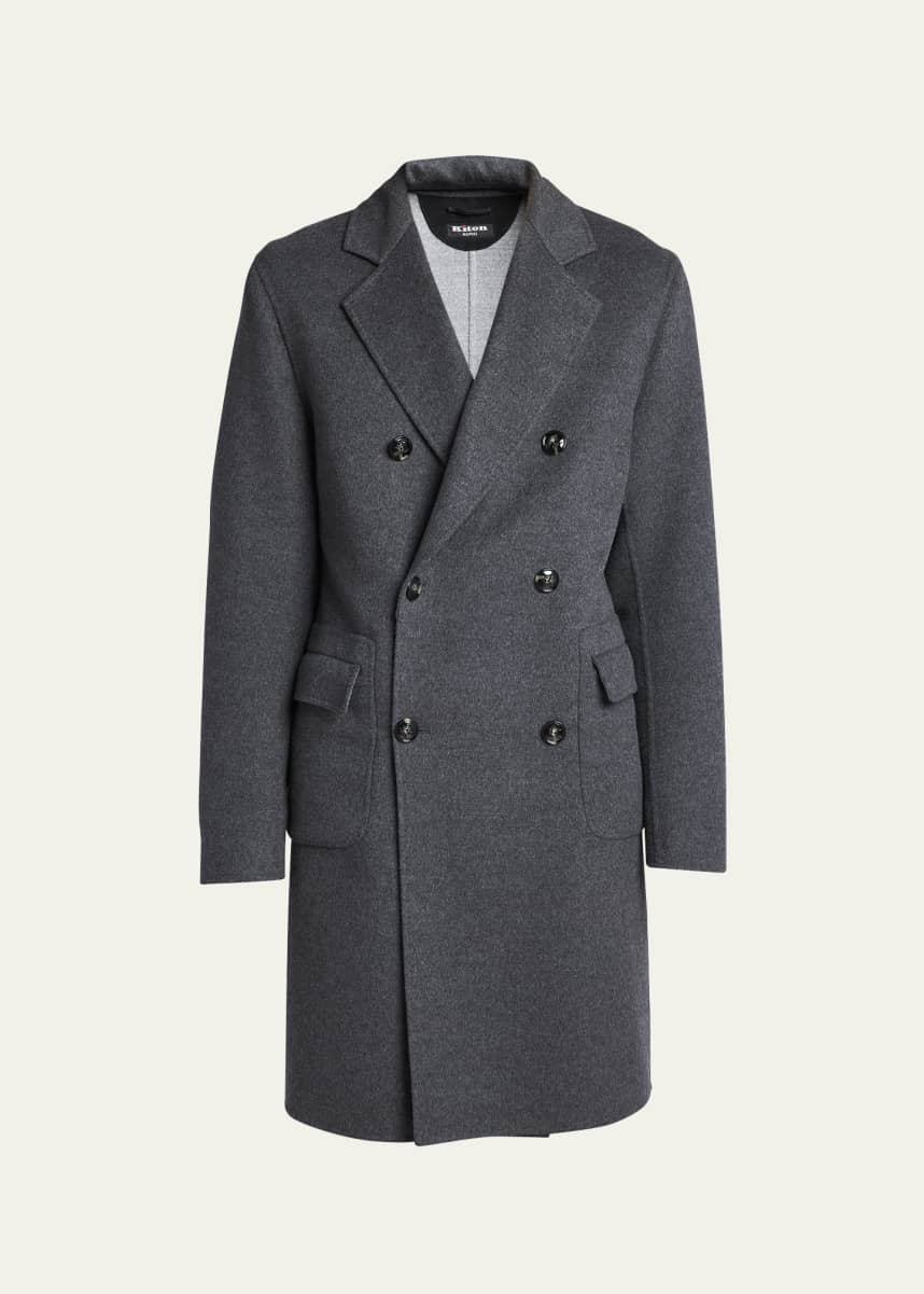 Kiton Men's Cashmere-Wool Double-Breasted Overcoat