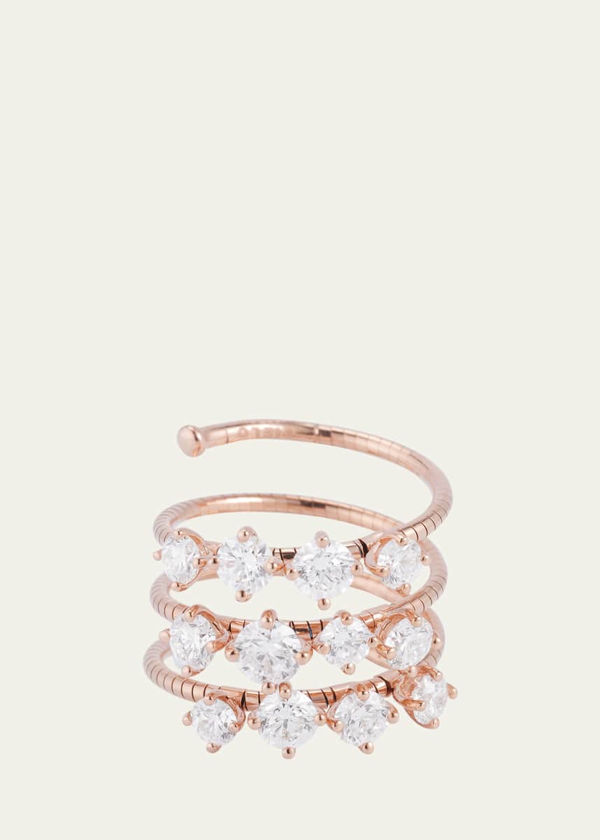 Mattia Cielo 18K Rose Gold 3 Wrap Ring with Prong Set Diamonds