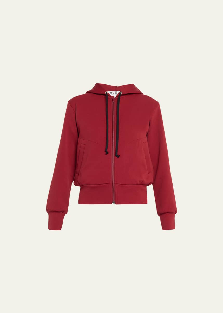 CDG Play Hooded Logo-Patch Zip-Front Sweatshirt