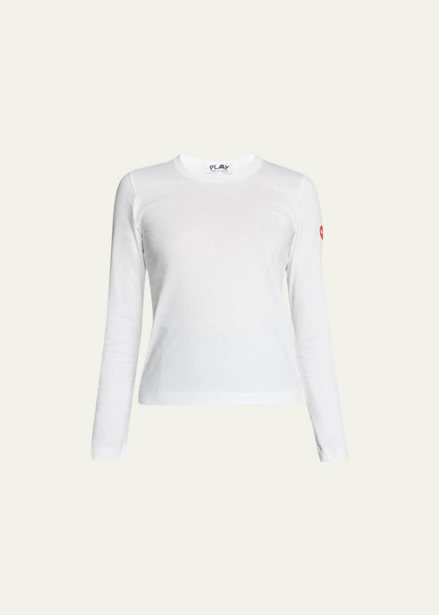 CDG Play Logo-Patch Long-Sleeve Cotton T-Shirt