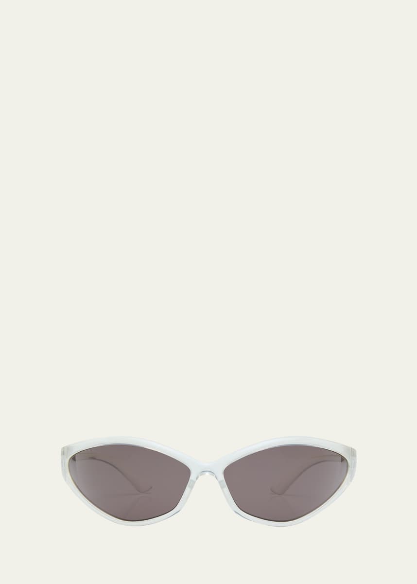 Balenciaga 90s Oval Iridescent Injected Nylon Wrap Sunglasses