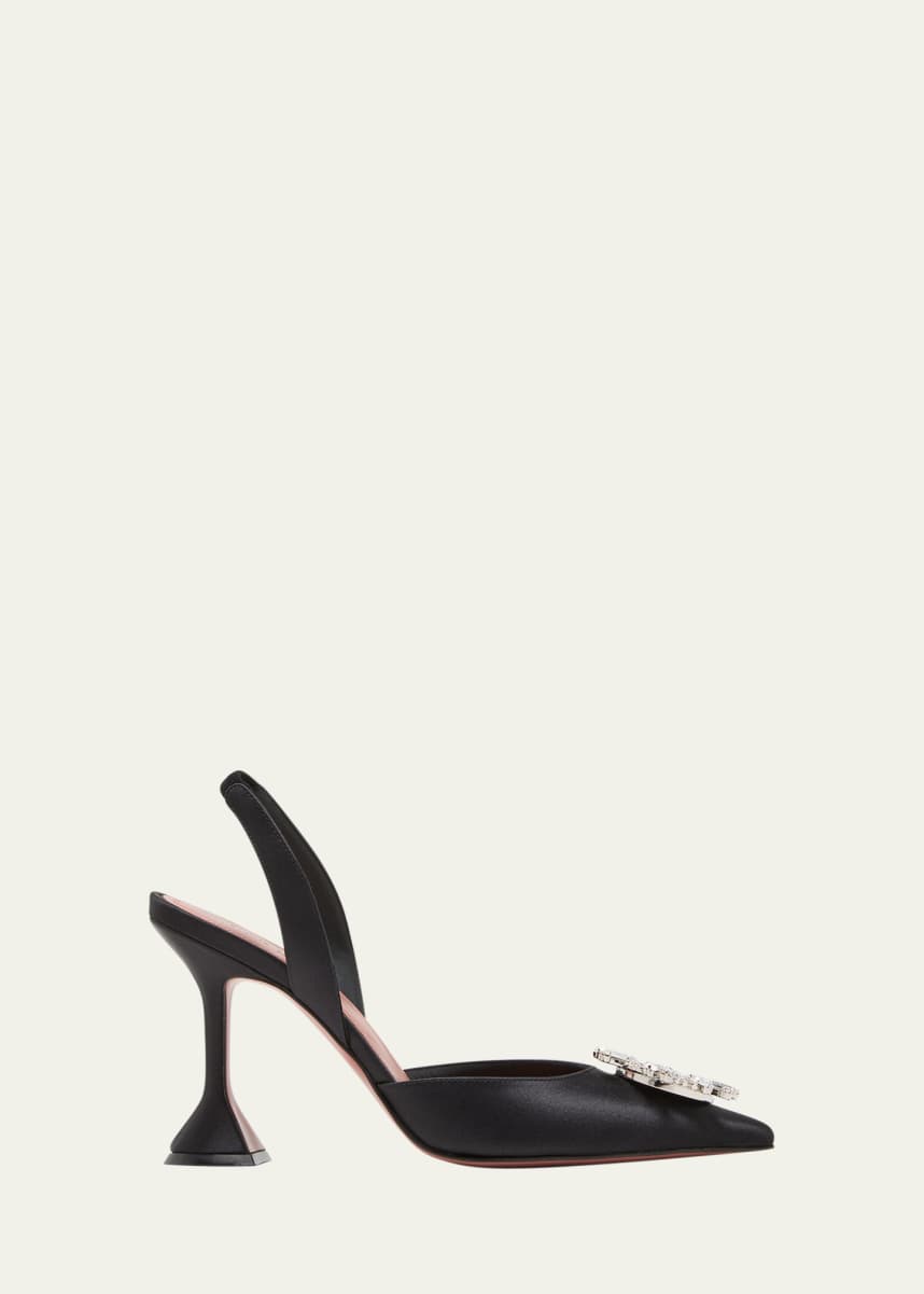 Amina Muaddi Begum Satin Crystal Slingback Pumps
