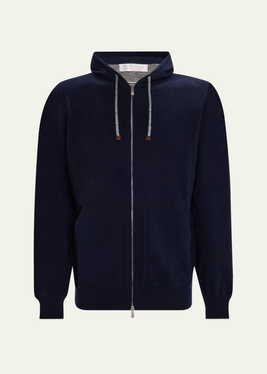 Brunello Cucinelli Men's Cashmere Full-Zip Hoodie