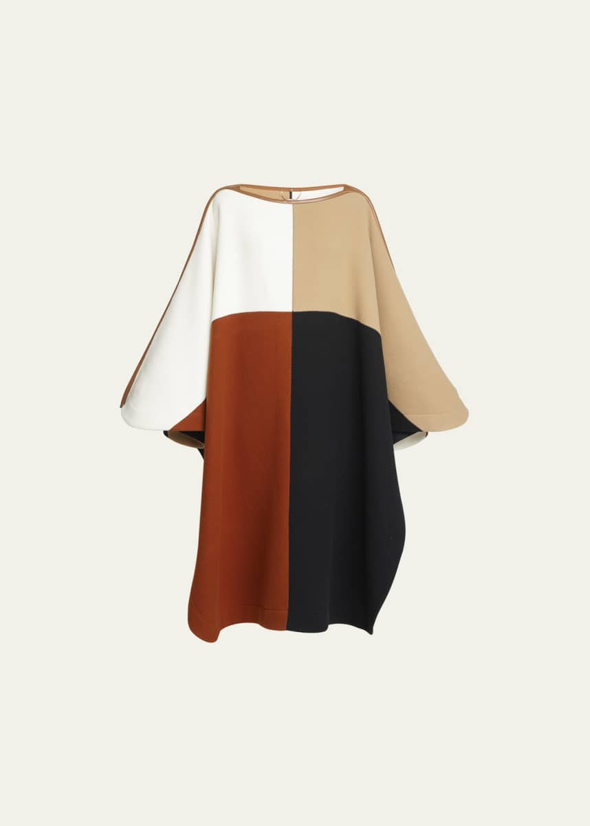 Chloe Patchwork Leather-Trim Midi Dress