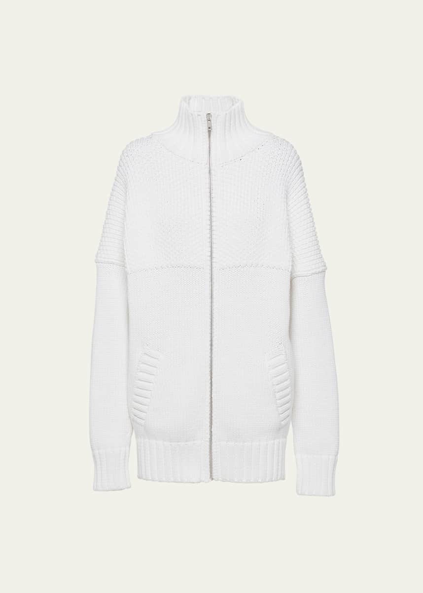 Prada Knit Zip-Front Sweater