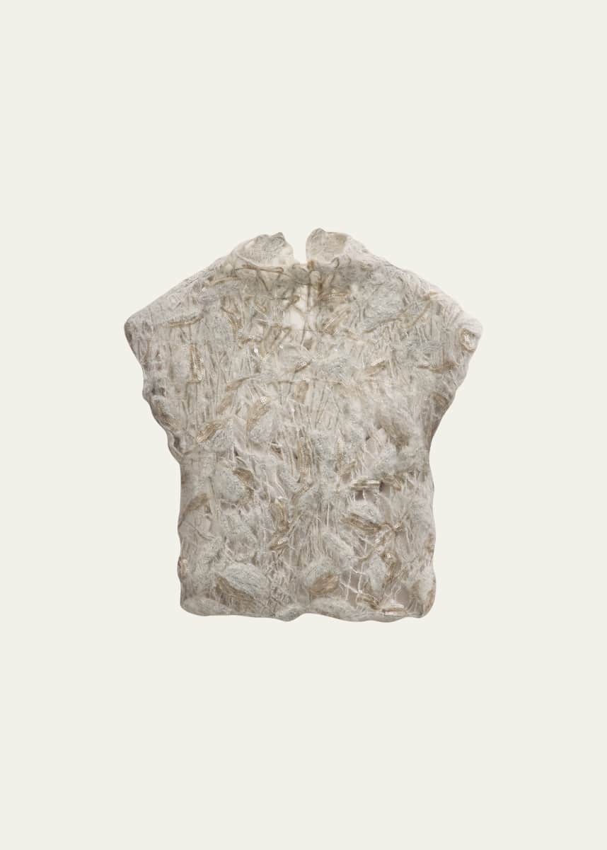 Brunello Cucinelli Mohair Ramage Mock-Neck Opera Knit Sweater