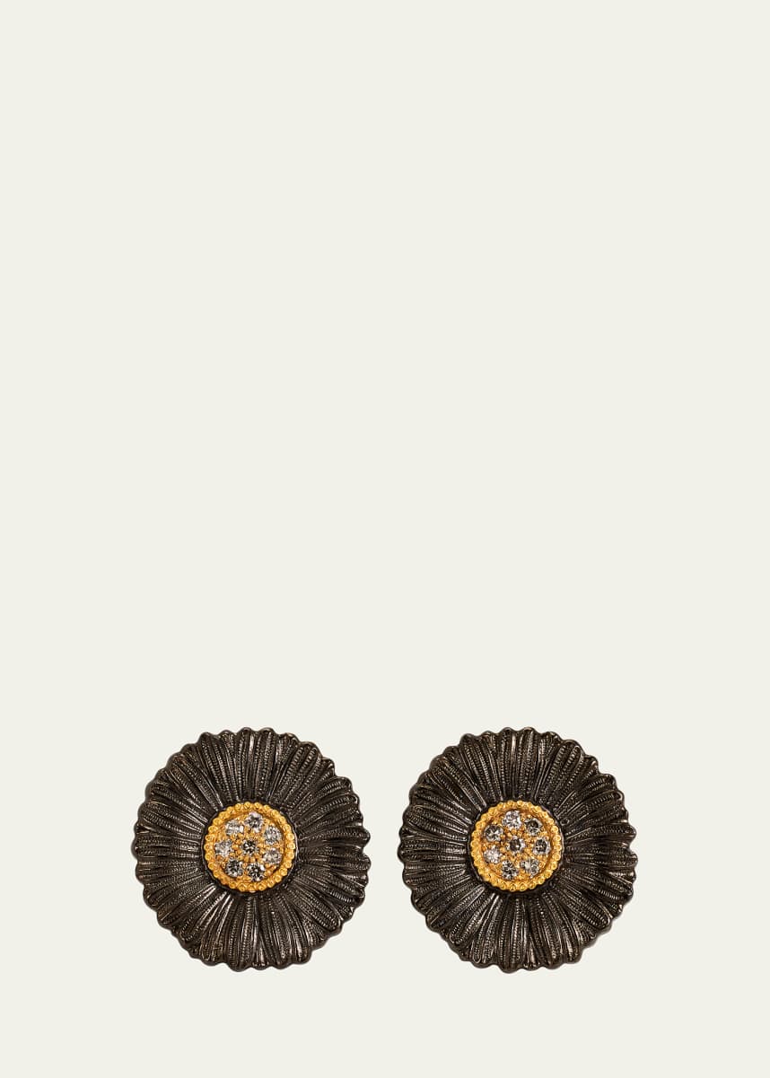 Buccellati 18k White Gold Ramage Earrings With Diamonds
