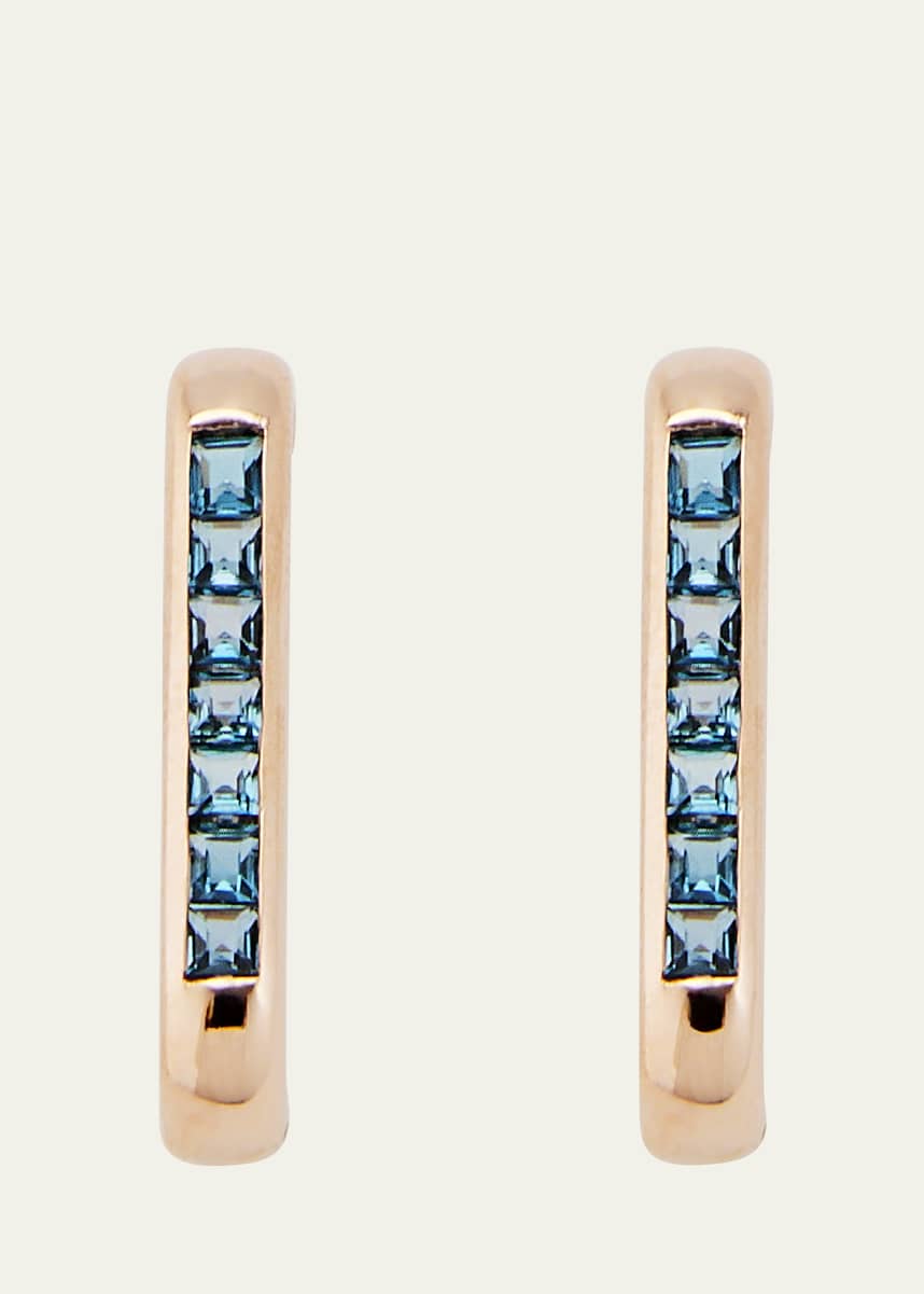 JOLLY BIJOU 14k Rose Gold Barre Blue Topaz Earlobe Wrap Earrings