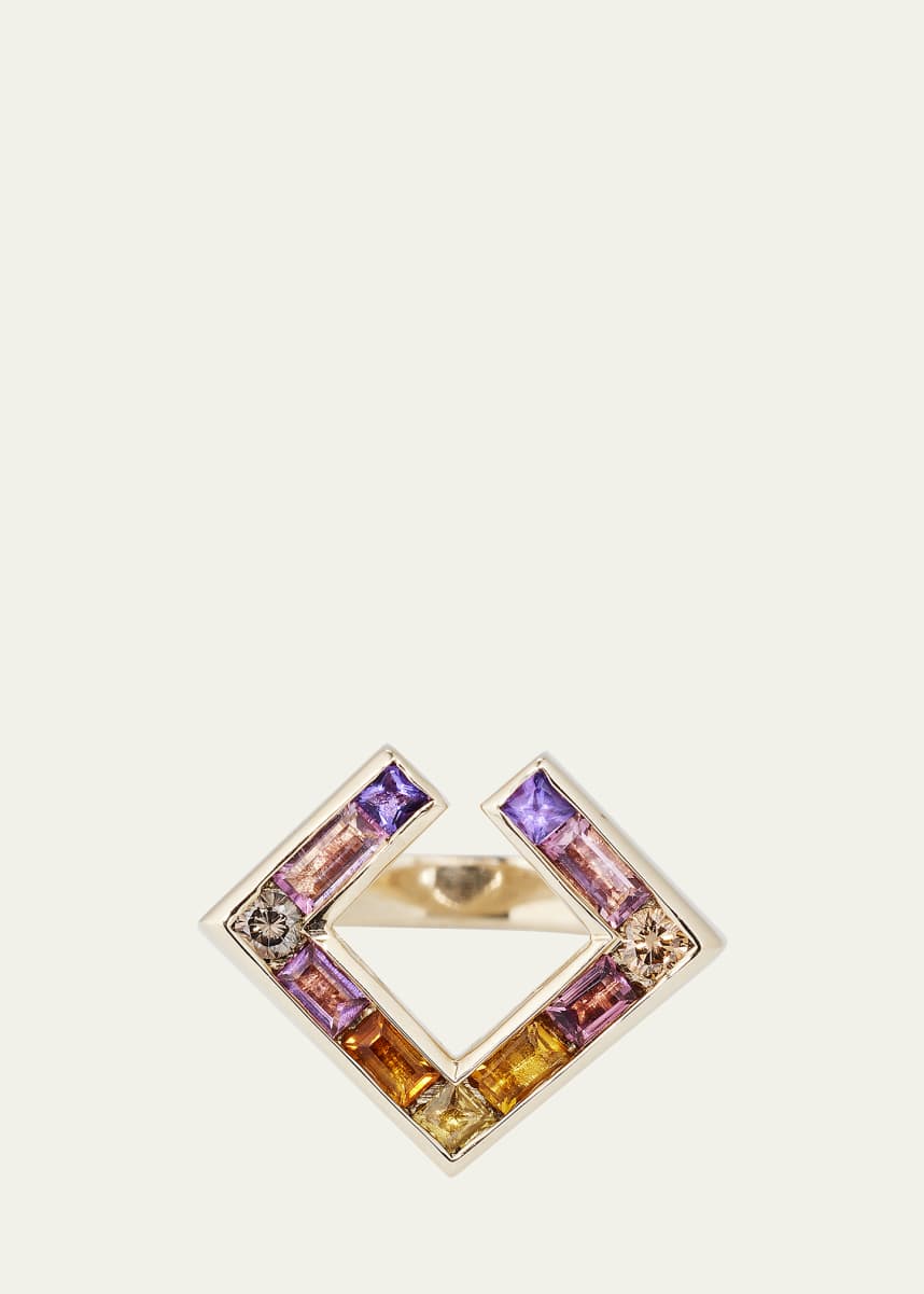 JOLLY BIJOU 14k Gold Open Square Multi-Stone Ring