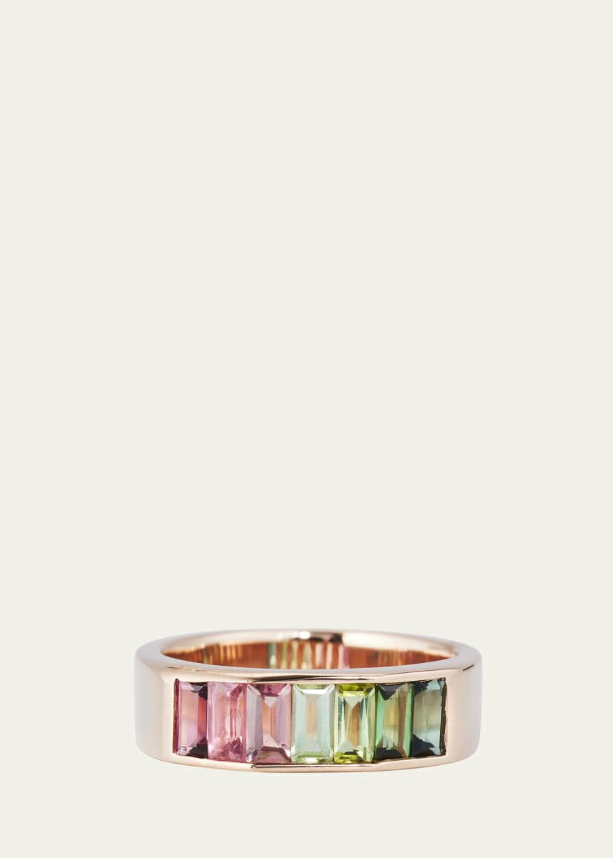 JOLLY BIJOU 14k Rose Gold Otto Rainbow Tourmaline Pinky Ring