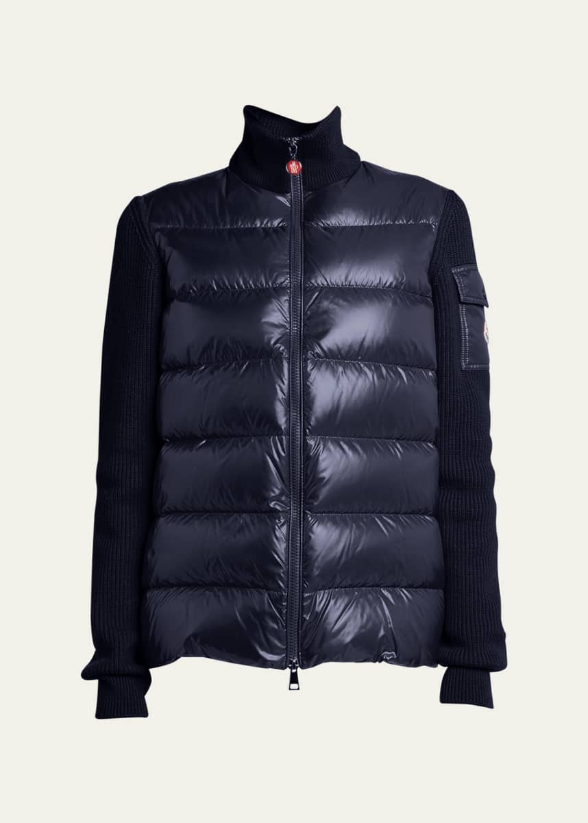 Moncler Mixed Media Wool Puffer Cardigan