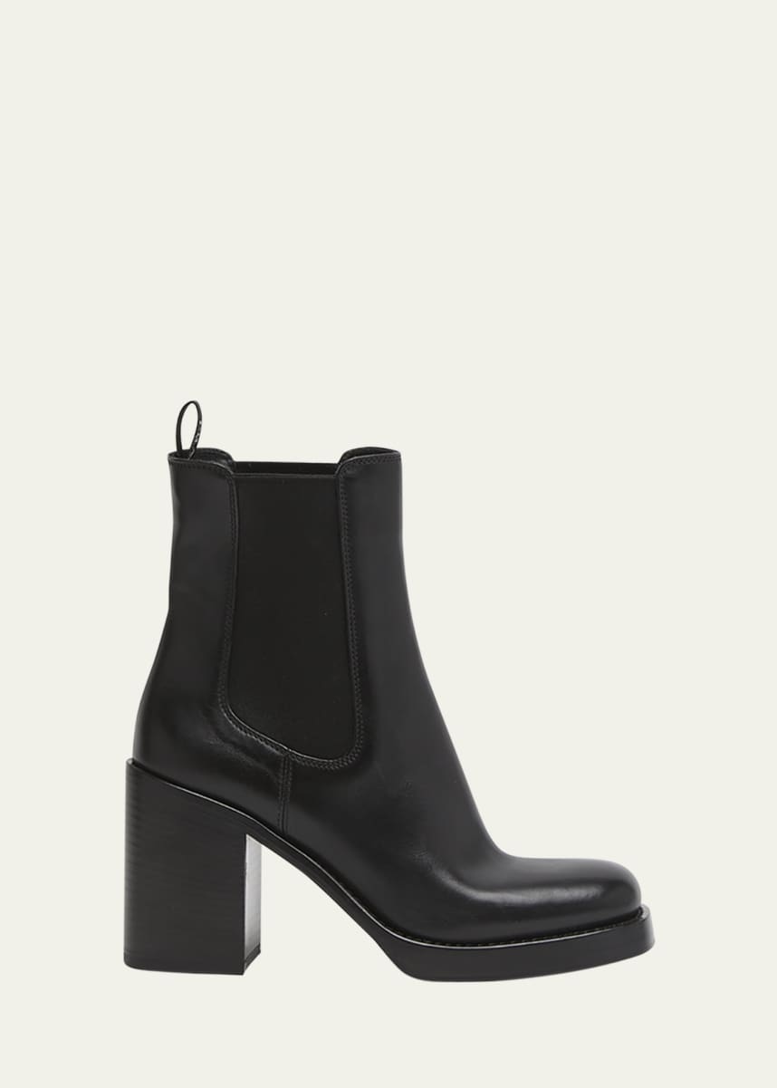 Prada Leather Heeled Chelsea Boots